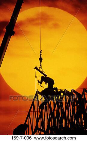 Worker, Silhouette, Construction, Workman, Work, Crane View Large Photo Image Stock Photograph - Worker, Silhouette, Construction, Workman, Work, Crane. Fotosearch