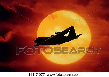 Stock Photo - Security, Silhouette, US, Airplane, USA, Flying, Government. Fotosearch