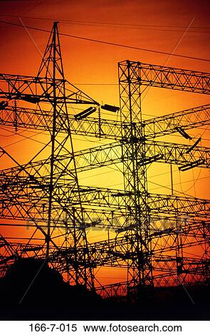 Stock Photography - Consumption, Circuitry, Wire, Electrical, Utility, Sun, Sunset. Fotosearch