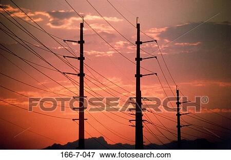 Consumption, Wiring, Electricity, Lines, Sunset, Tower, Utility View Large Photo Image Stock Photo - Consumption, Wiring, Electricity, Lines, Sunset, Tower, Utility. Fotosearch