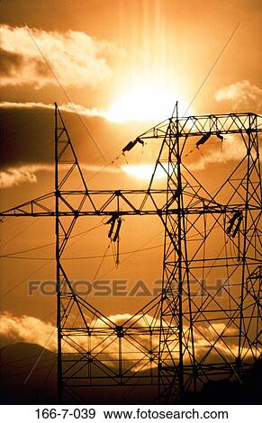 Stock Photo - Electrical, Circuitry, Electric, Sunset, Power, Power, Power. Fotosearch