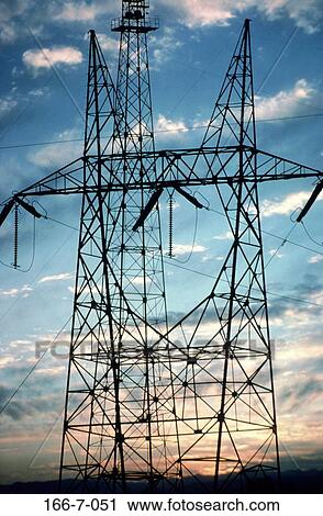 Stock Image - Power, Power, Cloud, Electrical, Power, Lines, Tower. Fotosearch