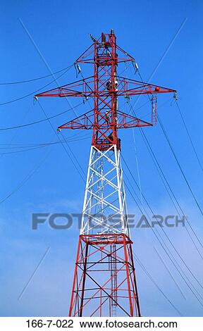 Stock Image - Pylon, Power, Lines, Tower, Utility, Sunrise, Technology. Fotosearch