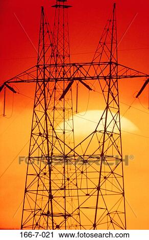 Stock Image - Tower, Electricity, Wiring, Lines, Pylon, Power, Lines. Fotosearch