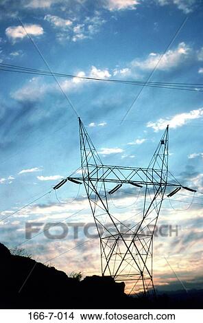 Picture - Tower, Power, Sunset, Towers, Energy, Sunrise, Utility. Fotosearch