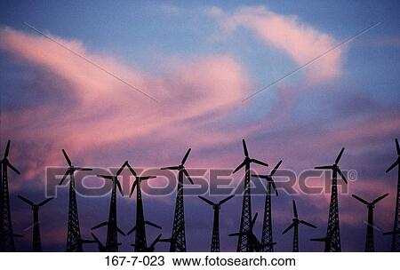 Stock Image - Vane, Power, Wind, Sunset, Clouds, Power, Cloud. Fotosearch