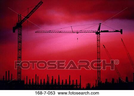 Building, Industry, Frame, Day, Silhouette, Construction, Crane View Large Photo Image Stock Image - Building, Industry, Frame, Day, Silhouette, Construction, Crane. Fotosearch