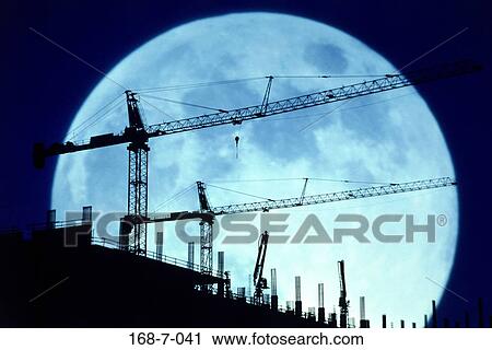 Cranes, Equipment, Construction, Cranes, Sunrise, Site, Silhouette View Large Photo Image Stock Image - Cranes, Equipment, Construction, Cranes, Sunrise, Site, Silhouette. Fotosearch