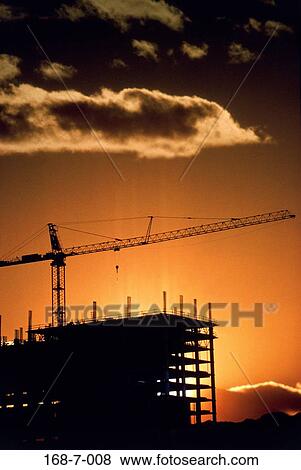 Cranes, Sunset, Site, Construction, Construction, Construction, Construction View Large Photo Image Stock Photo - Cranes, Sunset, Site, Construction, Construction, Construction, Construction. Fotosearch