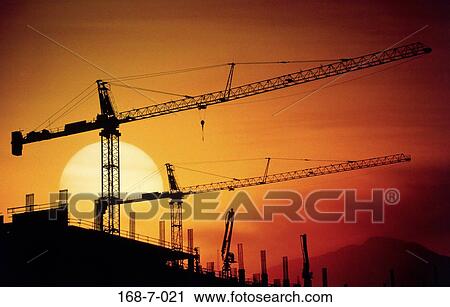 Industry, Day, Outdoors, Crane, Building, Construction, Silhouette View Large Photo Image Stock Image - Industry, Day, Outdoors, Crane, Building, Construction, Silhouette. Fotosearch