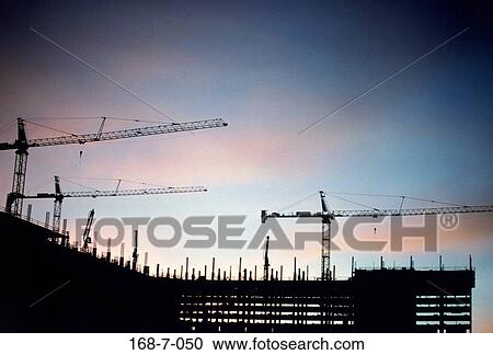 Sunset, Construction, Cranes, Industry, Silhouette, Outdoors, Frame View Large Photo Image Stock Image - Sunset, Construction, Cranes, Industry, Silhouette, Outdoors, Frame. Fotosearch