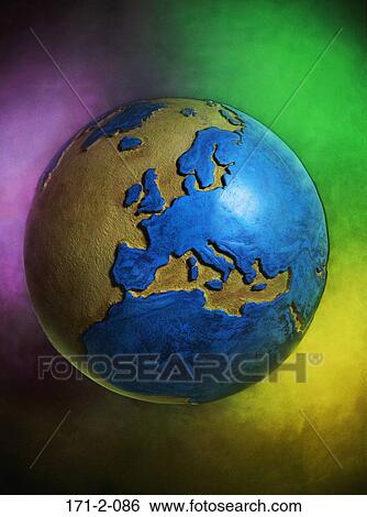 Stock Photograph - International, Globes, Continents, Worldwide, Sphere, World, Colorful. Fotosearch