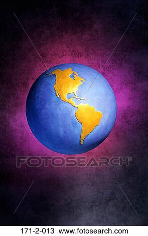Stock Image - Planet, World, Globes, Continents, Sphere, International, Worldwide. Fotosearch