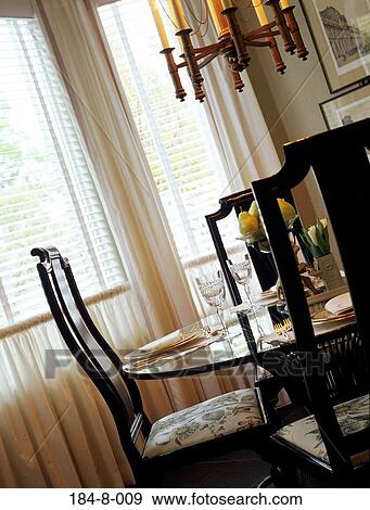 Drapes, Home, Chandelier, Room, Dining, Glass View Large Photo Image Stock Photo - Drapes, Home, Chandelier, Room, Dining, Glass. Fotosearch