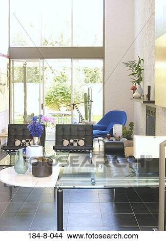Glass, Contemporary, Beautiful, Chair, Window, Dwelling, Interior View Large Photo Image Picture - Glass, Contemporary, Beautiful, Chair, Window, Dwelling, Interior. Fotosearch