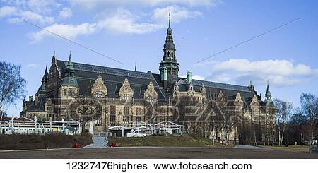 Stock Photograph - A building with tower and spire; Stockholm, Sweden. Fotosearch