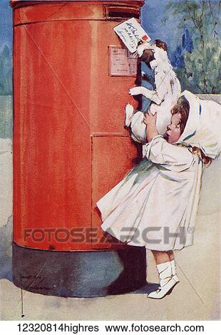Stock Photograph - A Friend in Need. From the picture by Lawson Wood from the book Princess Marie-Jos's Children's Book published 1916.. Fotosearch
