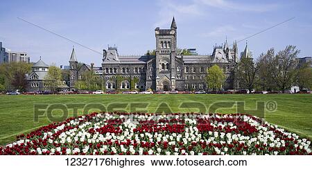 A garden of red and white flowers with a view of buildings on the Front Campus of the University of Toronto; Toronto, Ontario, Canada View Large Photo Image Stock Photograph - A garden of red and white flowers with a view of buildings on the Front Campus of the University of Toronto; Toronto, Ontario, Canada. Fotosearch