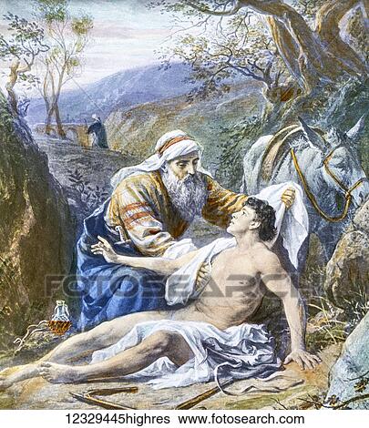 A hand coloured magic lantern slide circa 1900. The good samaritan saving a man. countryside with donkey and shepherd View Large Photo Image Stock Photograph - A hand coloured magic lantern slide circa 1900. The good samaritan saving a man. countryside with donkey and shepherd. Fotosearch