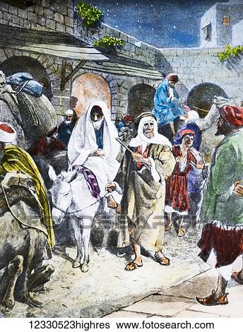 A hand coloured magic lantern slide circa 1900. No room at the inn. The Roman Emperor had decreed that a census be taken of all his subjects. Since Joseph was of the House of David, he had to take Mary, his wife, to the city of David, Bethlehem, for... View Large Photo Image Stock Photograph - A hand coloured magic lantern slide circa 1900. No room at the inn. The Roman Emperor had decreed that a census be taken of all his subjects. Since Joseph was of the House of David, he had to take Mary, his wife, to the city of David, Bethlehem, for.... Fotosearch