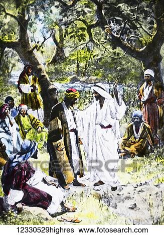 A hand coloured magic lantern slide circa 1900. Series The life of jesus of Nazareth. PETER'S ACT OF FAITH Now Jesus, having come into the district of Caesarea Philippi began to ask his disciples, saying, Who do men say that I am View Large Photo Image Stock Photograph - A hand coloured magic lantern slide circa 1900. Series The life of jesus of Nazareth. PETER'S ACT OF FAITH Now Jesus, having come into the district of Caesarea Philippi began to ask his disciples, saying, Who do men say that I am. Fotosearch