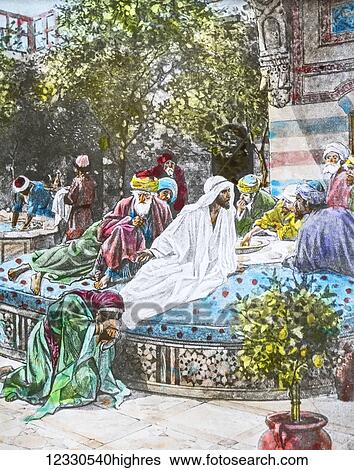 A hand coloured magic lantern slide circa 1900. Series The life of jesus of Nazareth. Simons feast and the penant woman. Now one of the Pharisees asked him to dine with him; so he went to the house and reclined at table. And behold, a woman of the... View Large Photo Image Stock Photograph - A hand coloured magic lantern slide circa 1900. Series The life of jesus of Nazareth. Simons feast and the penant woman. Now one of the Pharisees asked him to dine with him; so he went to the house and reclined at table. And behold, a woman of the.... Fotosearch
