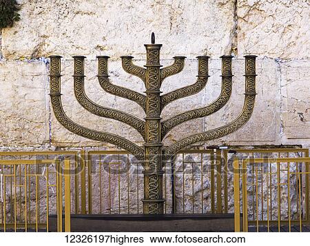 A menorah at the Western Wall, Old City of Jerusalem; Jerusalem, Israel View Large Photo Image Stock Photograph - A menorah at the Western Wall, Old City of Jerusalem; Jerusalem, Israel. Fotosearch