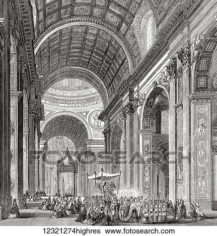 A procession inside Saint Peter's Basilica, Vatican City, Rome, Italy in the late 19th century. From Italian Pictures by Rev. Samuel Manning, published c. 1890. View Large Photo Image Stock Photograph - A procession inside Saint Peter's Basilica, Vatican City, Rome, Italy in the late 19th century. From Italian Pictures by Rev. Samuel Manning, published c. 1890.. Fotosearch