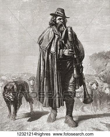 A shepherd from Ostia, Rome in the late 19th cenutry, playing a type of bagpipe. From Italian Pictures by Rev. Samuel Manning, published c. 1890. View Large Photo Image Stock Photograph - A shepherd from Ostia, Rome in the late 19th cenutry, playing a type of bagpipe. From Italian Pictures by Rev. Samuel Manning, published c. 1890.. Fotosearch