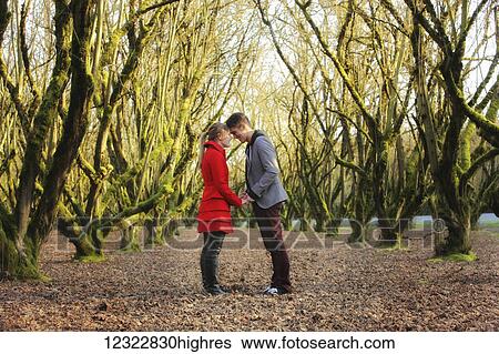 A young couple stands in a park face to face with foreheads touching; Oregon, United States of America View Large Photo Image Stock Photograph - A young couple stands in a park face to face with foreheads touching; Oregon, United States of America. Fotosearch