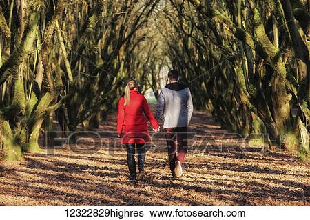 A young couple walks in a park down a trail holding hands; Oregon, United States of America View Large Photo Image Stock Photograph - A young couple walks in a park down a trail holding hands; Oregon, United States of America. Fotosearch