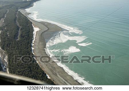 Stock Photograph - Aerial view of Lituya Bay; Alaska, United States of America. Fotosearch