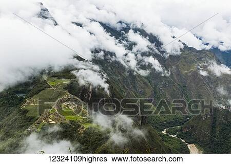 Aerial view of Machu Picchu Citadel with Urubamba River; Cusco Region, Peru View Large Photo Image Stock Photograph - Aerial view of Machu Picchu Citadel with Urubamba River; Cusco Region, Peru. Fotosearch