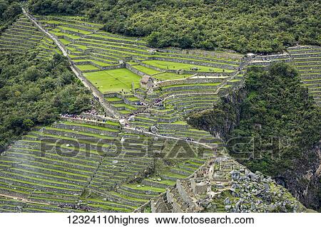 Stock Photograph - Aerial view of Machu Picchu Citadel; Cusco Region, Peru. Fotosearch