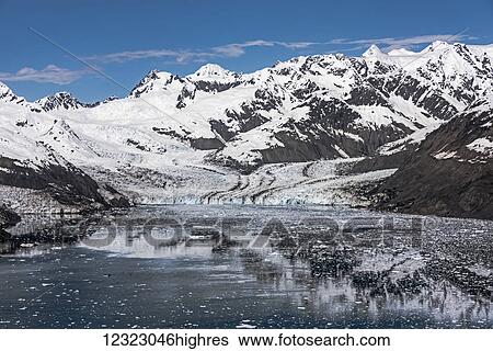Stock Photograph - Aerial view of main branch Columbia Glacier, Prince William Sound, South-central Alaska; Alaska, United States of America. Fotosearch