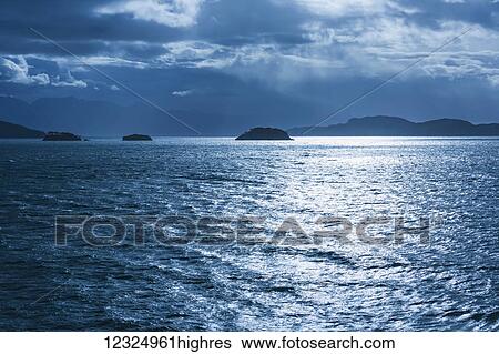 Stock Photograph - Ainsworth Bay, Chilean Patagonia; Tierra del Fuego, Chile. Fotosearch