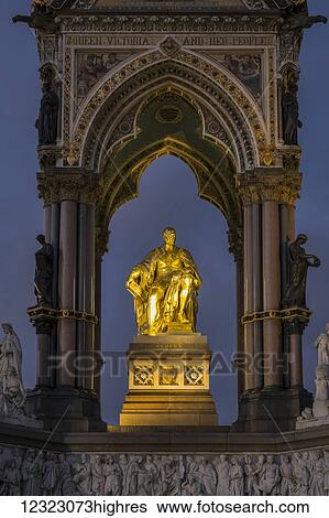 Stock Photograph - Alberta memorial at dusk; London, England. Fotosearch