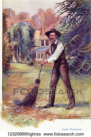Stock Photograph - Alfred Tennyson, 1st Baron Tennyson, 1809 to 1892. Also known as Alfred, Lord Tennyson. Poet Laureate of the United Kingdom. Coloured illustration from the book The Gateway to Tennyson published 1910.. Fotosearch