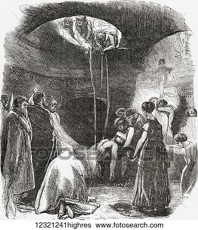Stock Photograph - An early Christian burial in The Catacombs of Rome, Italy. From Italian Pictures by Rev. Samuel Manning, published c. 1890.. Fotosearch