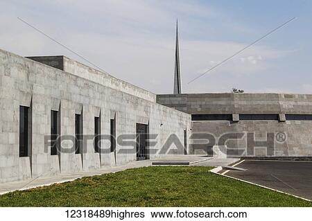Stock Photograph - Armenian Ge0cide Museum-Institute at the Armenian Ge0cide memorial complex on Tsitsernakaberd hill; Yerevan, Armenia. Fotosearch