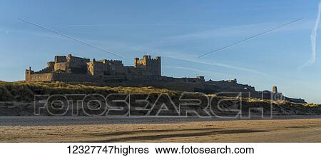 Stock Photograph - Bamburgh Castle; Bamburgh, Northumberland, England. Fotosearch