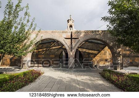Stock Photograph - Baptistery at Etchmiadzin Cathedral; Vagharshapat, Armavir Province, Armenia. Fotosearch