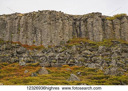 Basalt columns of old lava in the Snaefellsness Peninsula; Iceland View Large Photo Image Stock Photograph - Basalt columns of old lava in the Snaefellsness Peninsula; Iceland. Fotosearch