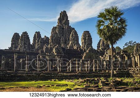 Bayon Temple, Angkor Thom; Krong Siem Reap, Siem Reap Province, Cambodia View Large Photo Image Stock Photograph - Bayon Temple, Angkor Thom; Krong Siem Reap, Siem Reap Province, Cambodia. Fotosearch