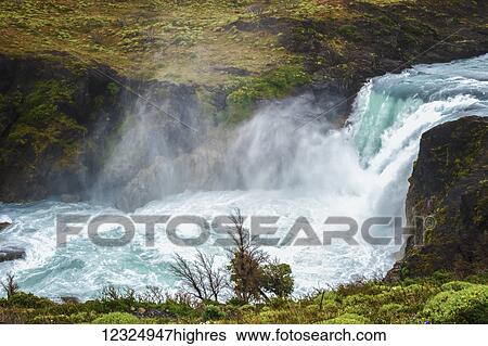 Big Falls (Salto Grande) in Torres del Paine National Park in Chilean Patagonia; Torres del Paine, Magallanes, Chile View Large Photo Image Stock Photograph - Big Falls (Salto Grande) in Torres del Paine National Park in Chilean Patagonia; Torres del Paine, Magallanes, Chile. Fotosearch