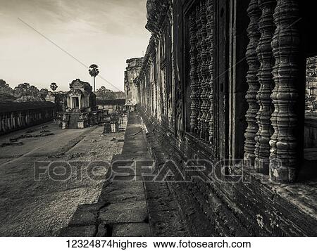 Stock Photograph - Buddhist temple, Angkor Wat; Krong Siem Reap, Siem Reap Province, Cambodia. Fotosearch
