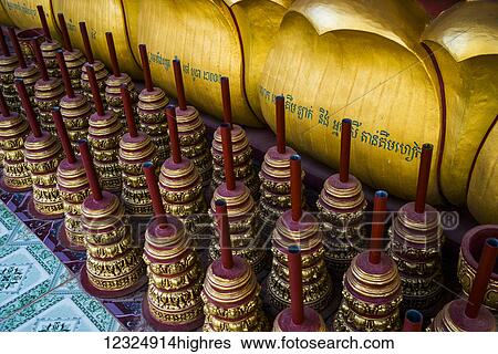 Stock Photograph - Buddhist temple; Krong Siem Reap, Siem Reap Province, Cambodia. Fotosearch