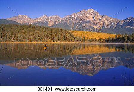 Canoeing on Patricia Lake Pyramid Mountain Jasper National Park Alberta Canada View Large Photo Image Stock Image - Canoeing on Patricia Lake Pyramid Mountain Jasper National Park Alberta Canada . Fotosearch