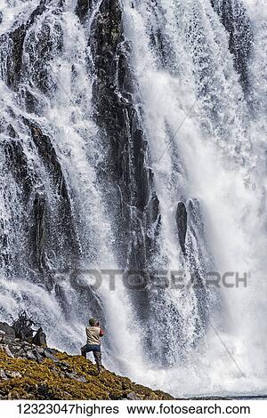 Stock Photograph - Cascade Falls in Cascade Bay, the northwest corner of Eaglek Bay, Prince William Sound, South-central Alaska; Alaska, United States of America. Fotosearch