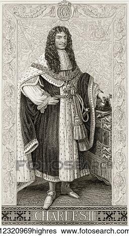 Stock Photograph - Charles II, also known as The Merry Monarch, 1630 - 1685. King of England, Scotland, and Ireland. From English and Scottish History, published 1882.. Fotosearch